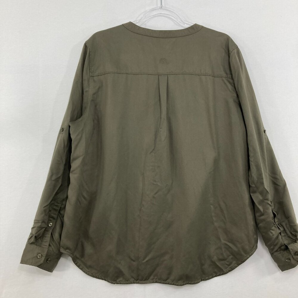 5.11 Tactical Women's size‎ XL Olive Green Split Neck Leslie Button Down - Picture 9 of 10